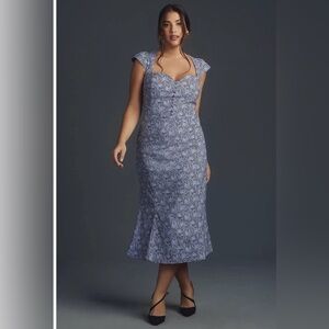 Anthropologie Blue Floral Dress